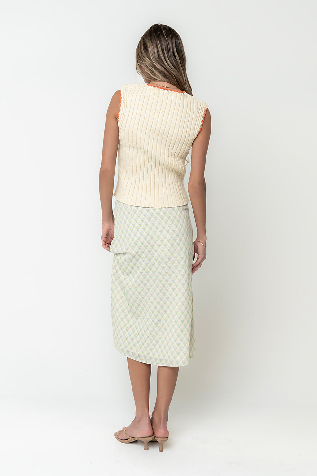 Brandie Plaid Midi Skirt in Green