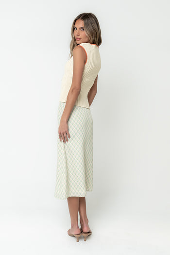 Brandie Plaid Midi Skirt in Green