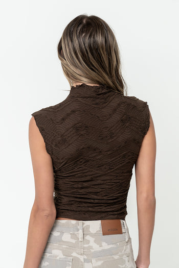 Monet Textured Top in Brown