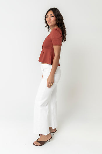 Leticia Peplum Top in Rust