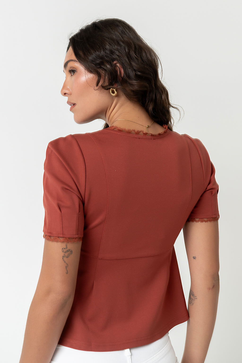 Leticia Peplum Top in Rust