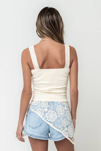 Saylor Ribbed Tank in Ivory
