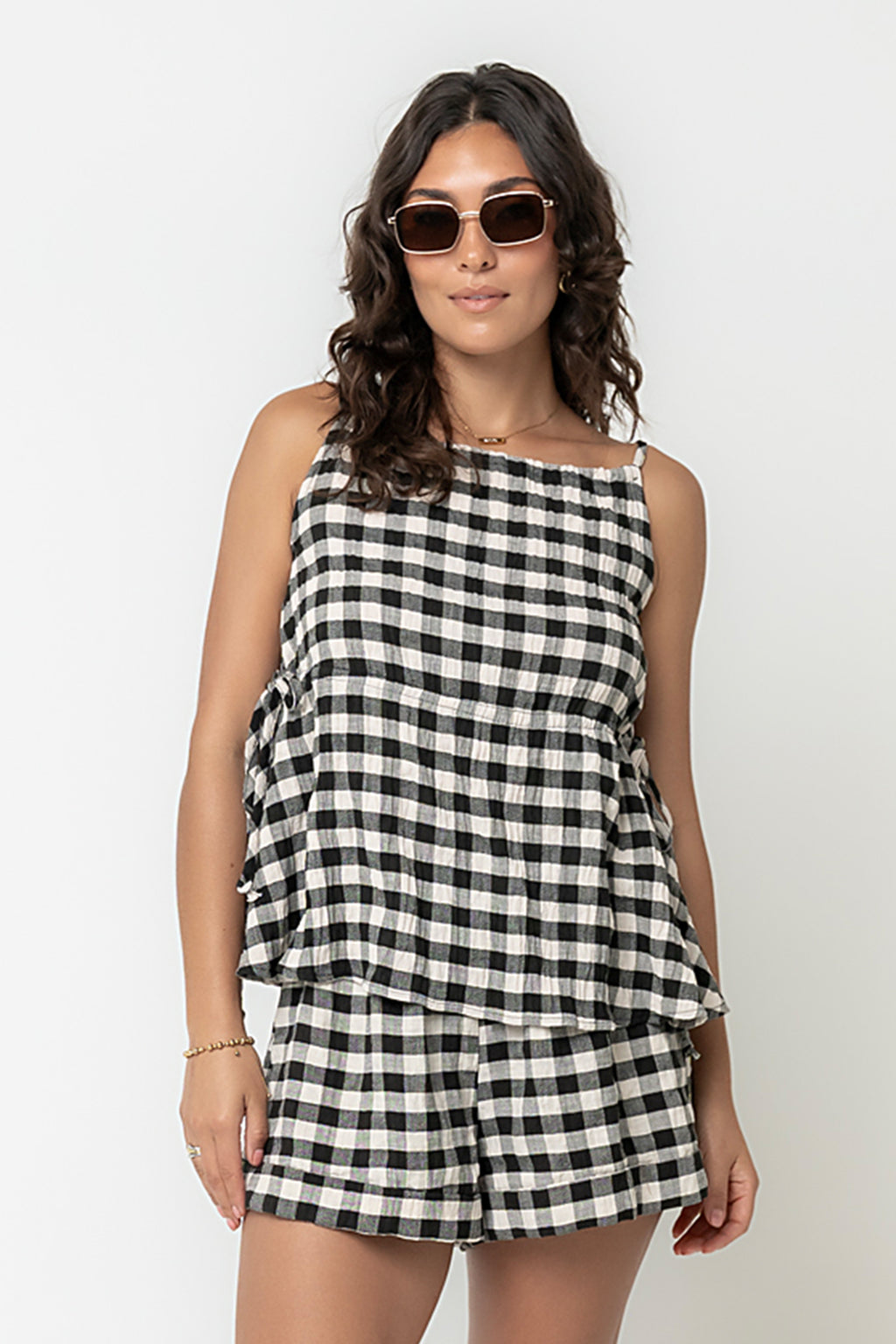 Lily Gingham Shorts in Black
