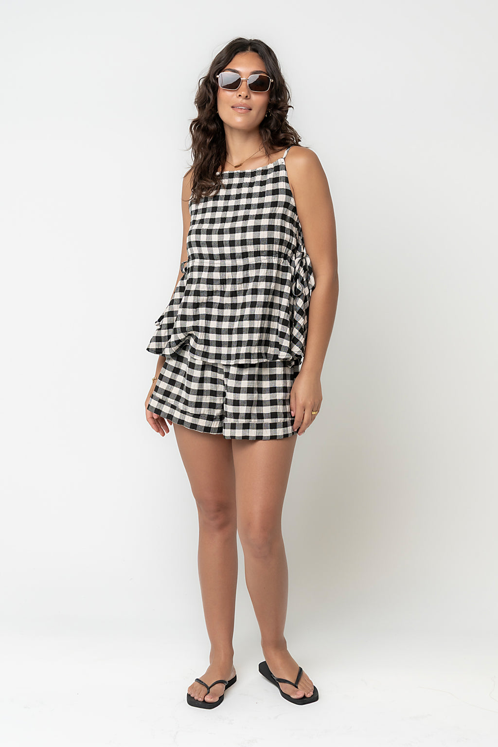Lily Gingham Shorts in Black M / Black