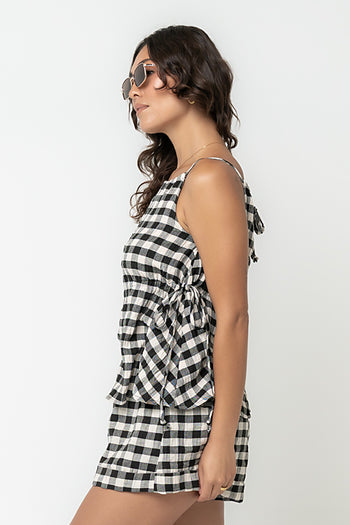 Lily Gingham Tank Top in Black
