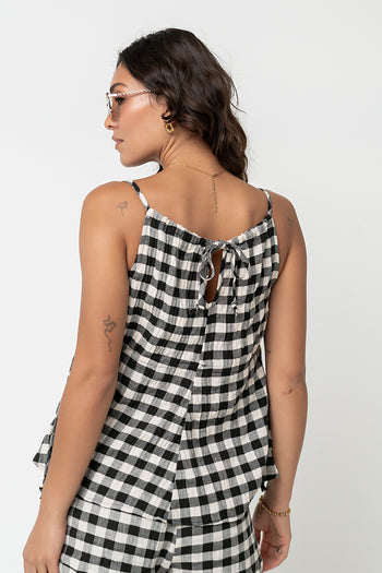 Lily Gingham Tank Top in Black