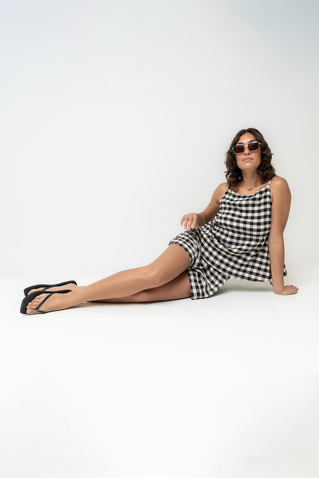Lily Gingham Shorts in Black