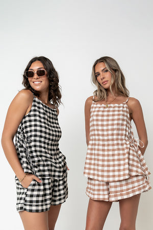 Lily Gingham Shorts in Black