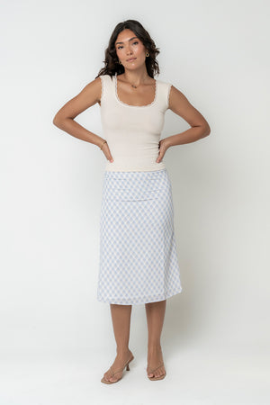 Brandie Plaid Midi Skirt in Blue