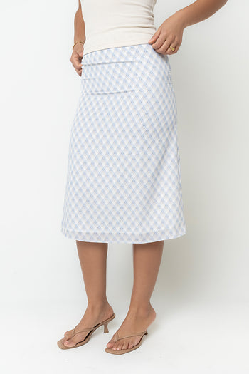 Brandie Plaid Midi Skirt in Blue