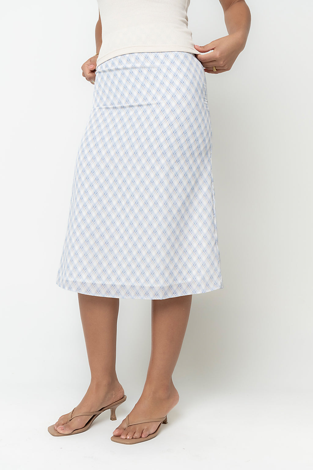 Brandie Plaid Midi Skirt in Blue