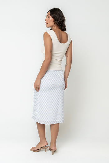 Brandie Plaid Midi Skirt in Blue
