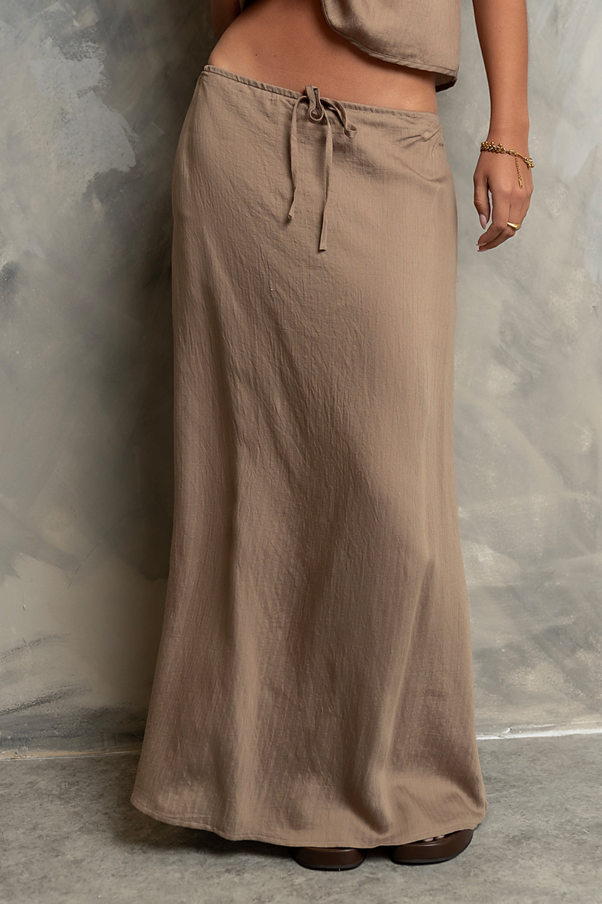 Polliana Textured Stripe Skirt in Mocha - FINAL SALE