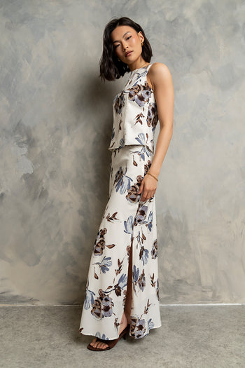 Eden Floral Midi Skirt in Cream
