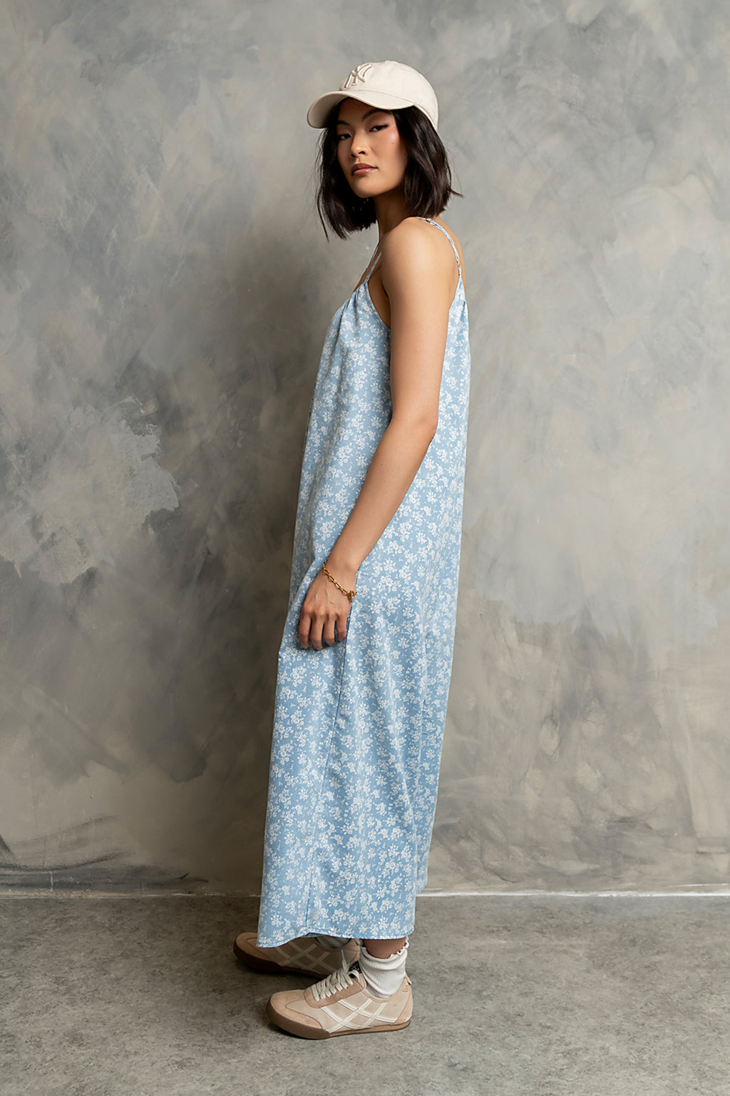 Brookelle Denim Floral Jumpsuit in Light Wash
