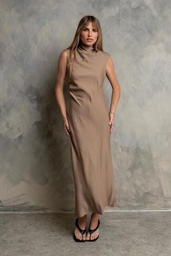 Shay Midi Dress in Mocha