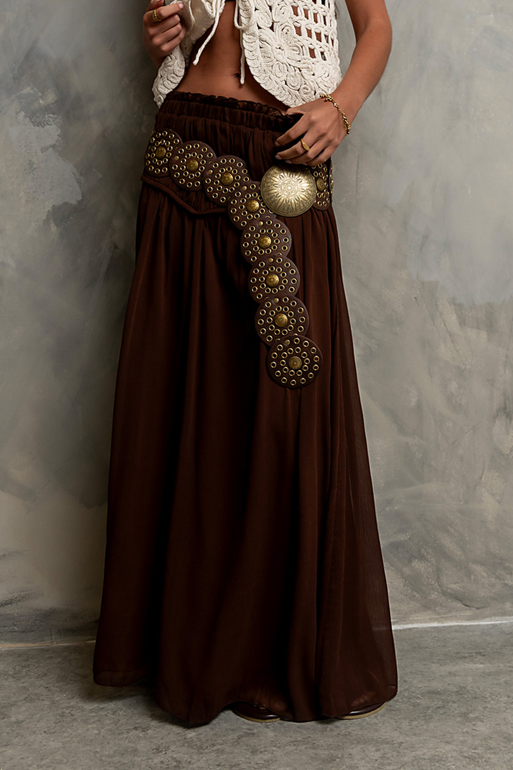 Fallon Maxi Skirt in Brown