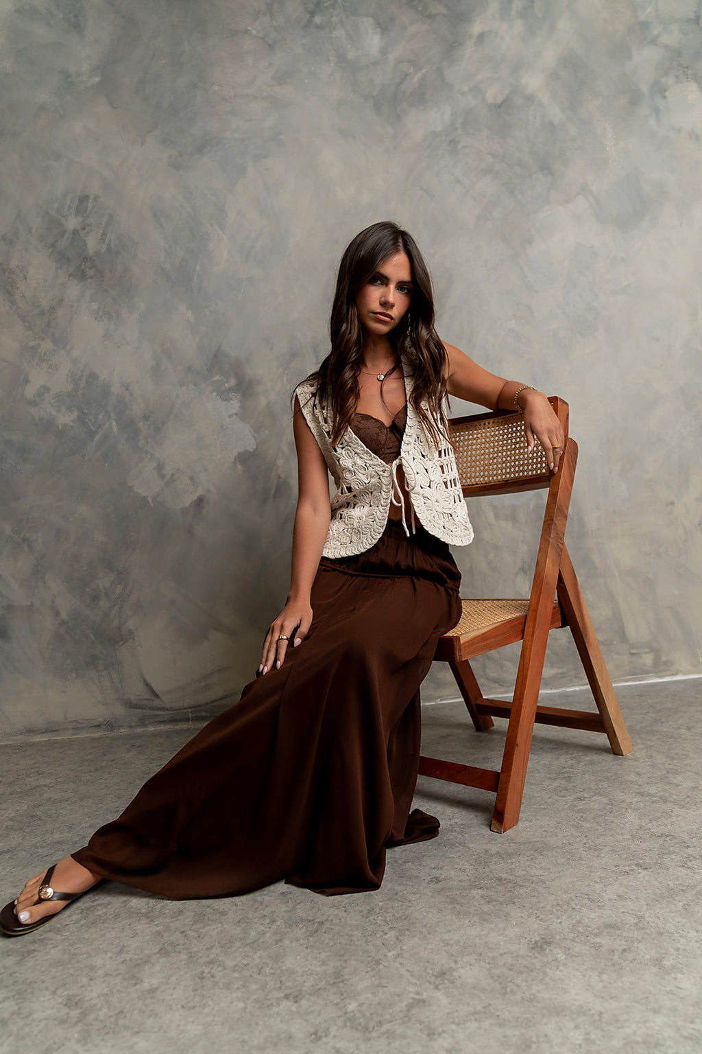 Fallon Maxi Skirt in Brown