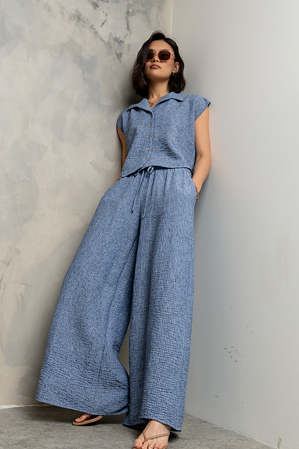 Sammie Striped Wide Leg Pants L / Blue