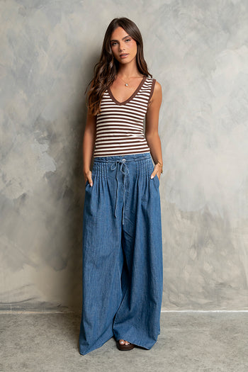 Kylen Striped Tank Top in Brown