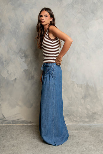 Kylen Striped Tank Top in Brown