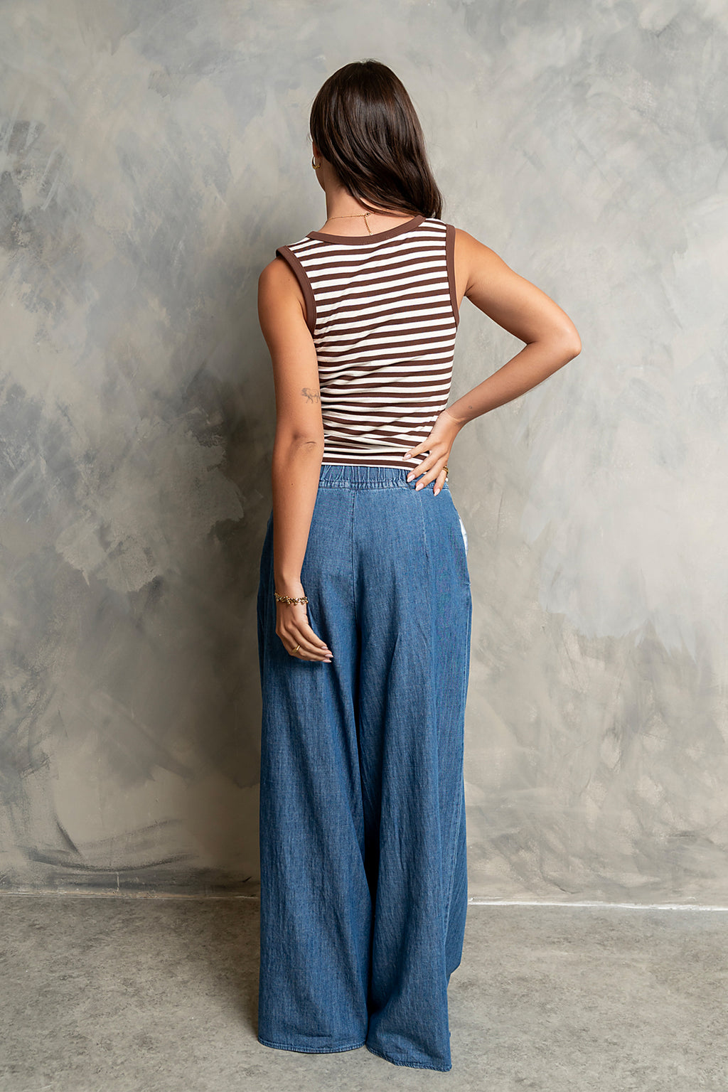 Kylen Striped Tank Top in Brown