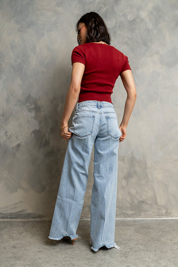 Kaila Scalloped Top in Brick