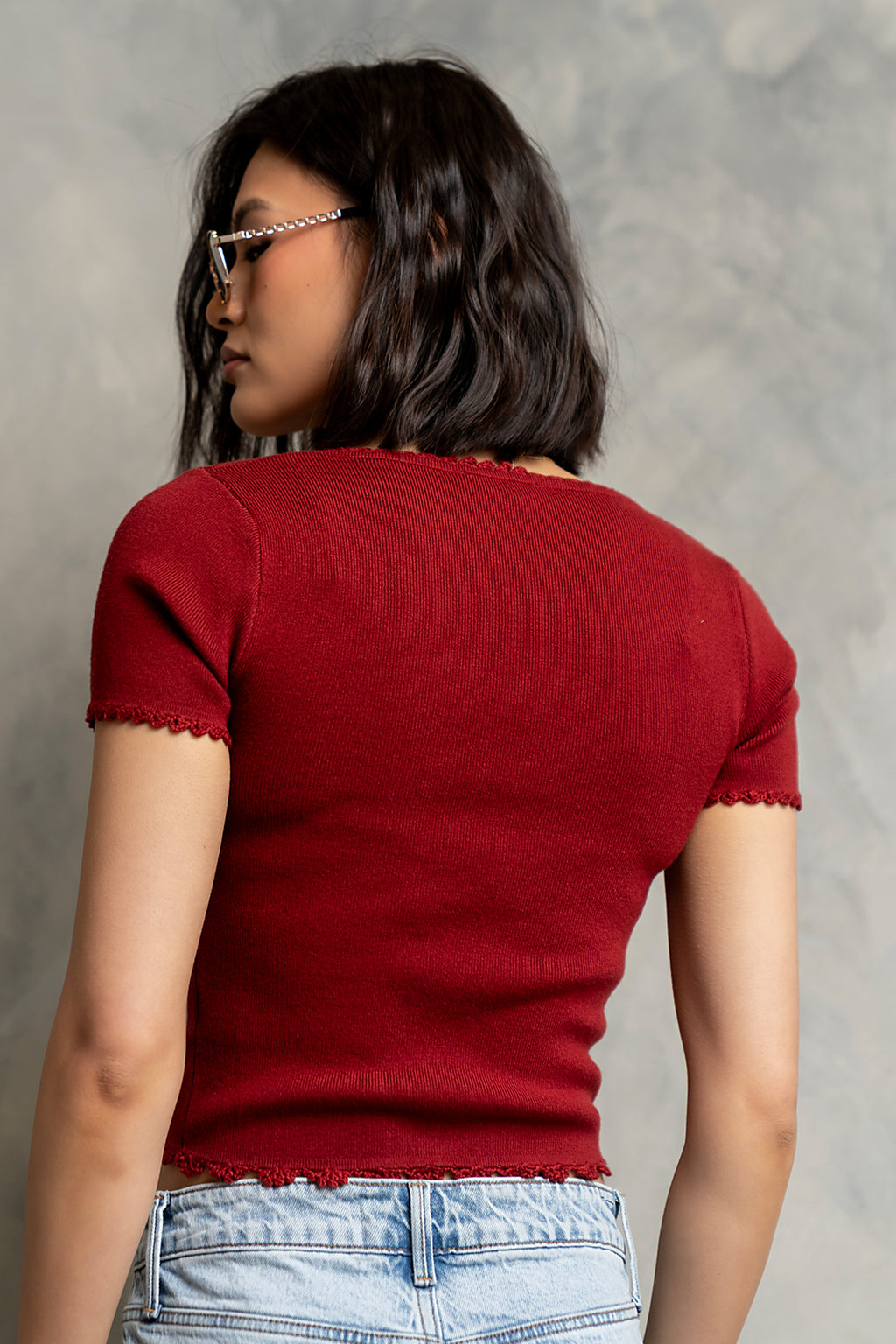 Kaila Scalloped Top in Brick