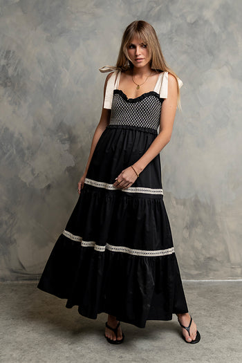 Mollie Tiered Maxi Dress in Black
