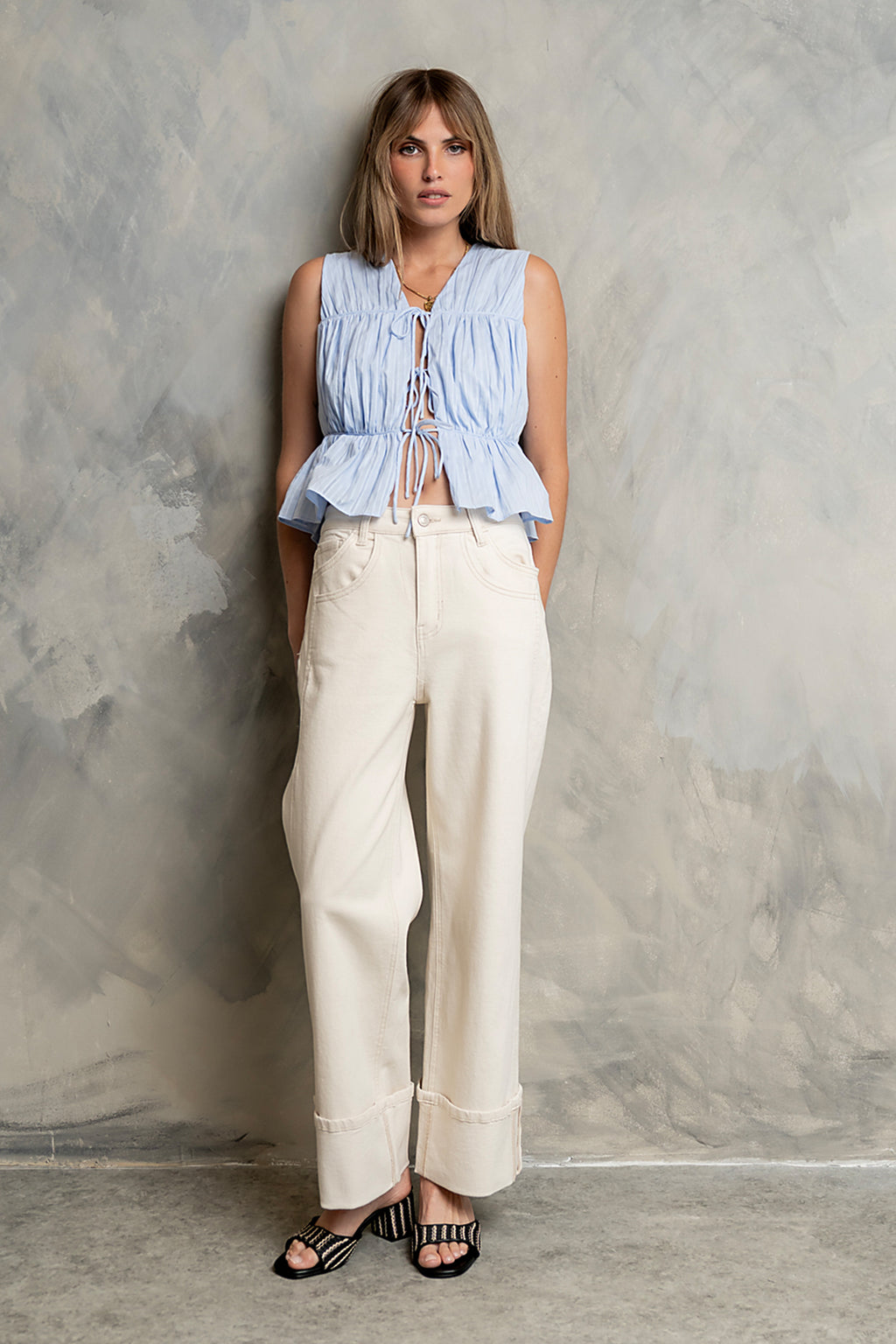Willa Peplum Blouse in Blue