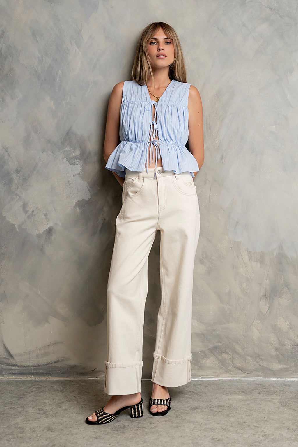 Willa Peplum Blouse in Blue