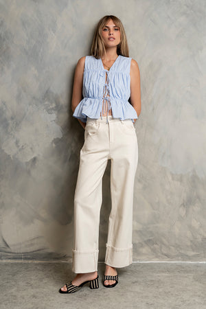 Willa Peplum Blouse in Blue