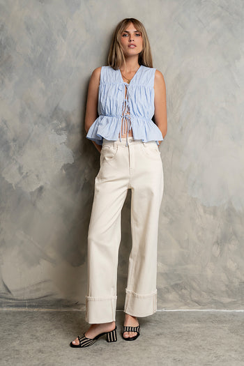 Willa Peplum Blouse in Blue