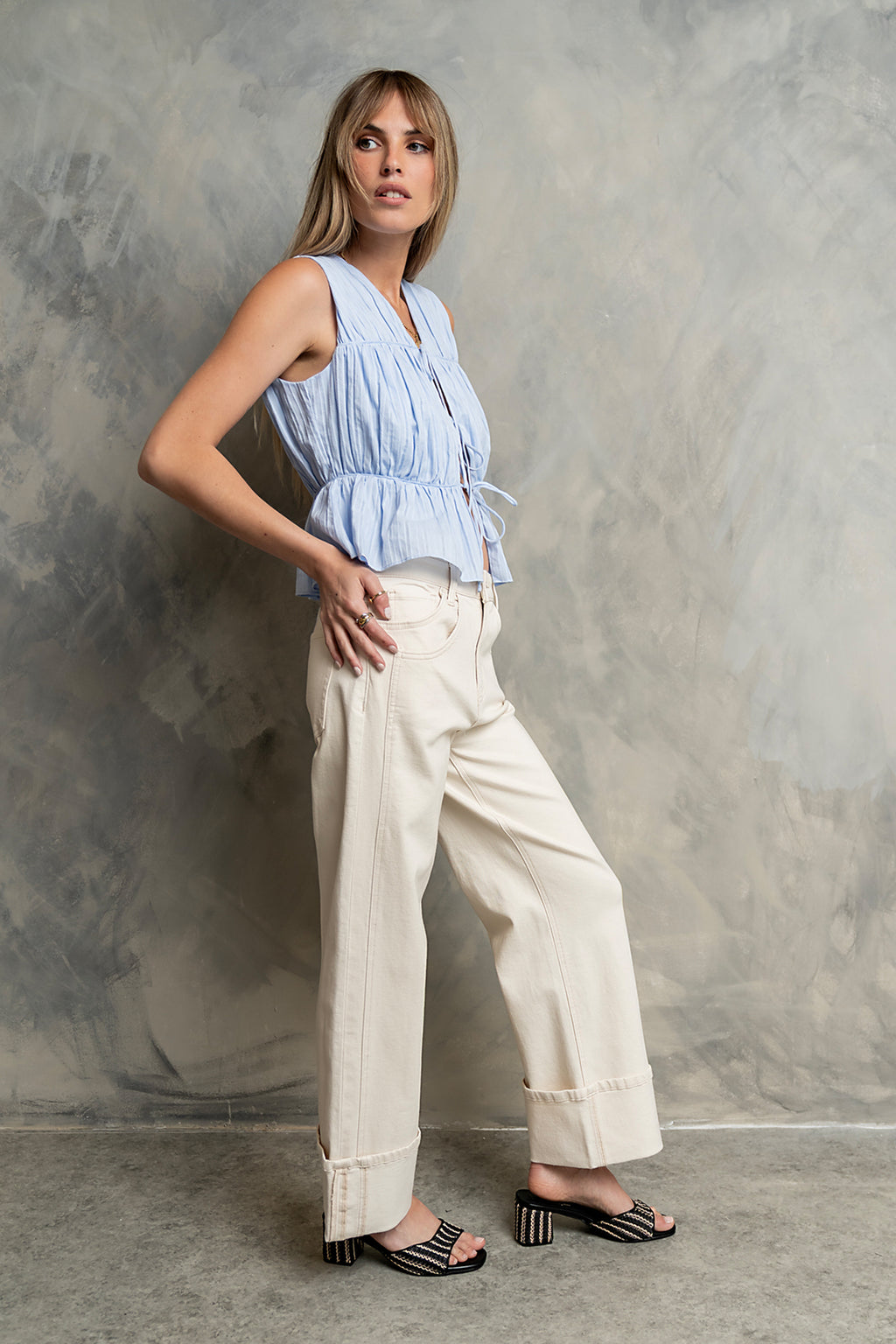 Willa Peplum Blouse in Blue