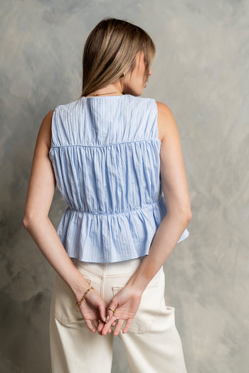 Willa Peplum Blouse in Blue