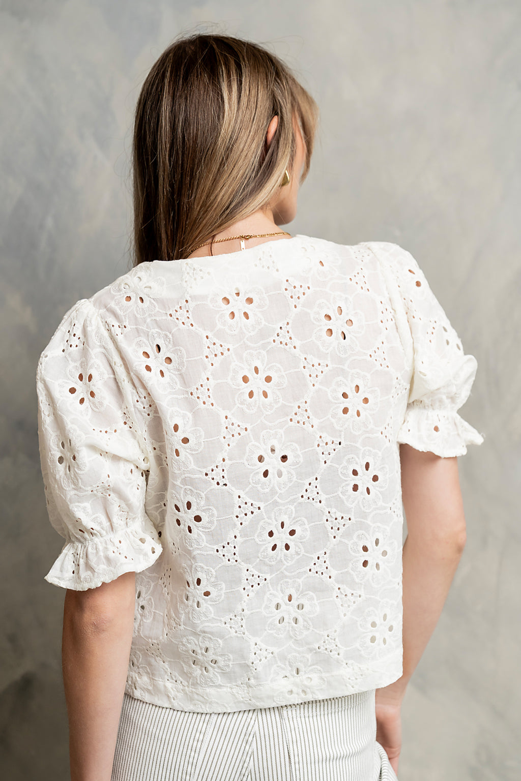Cassidy Embroidered Button Up in Ivory