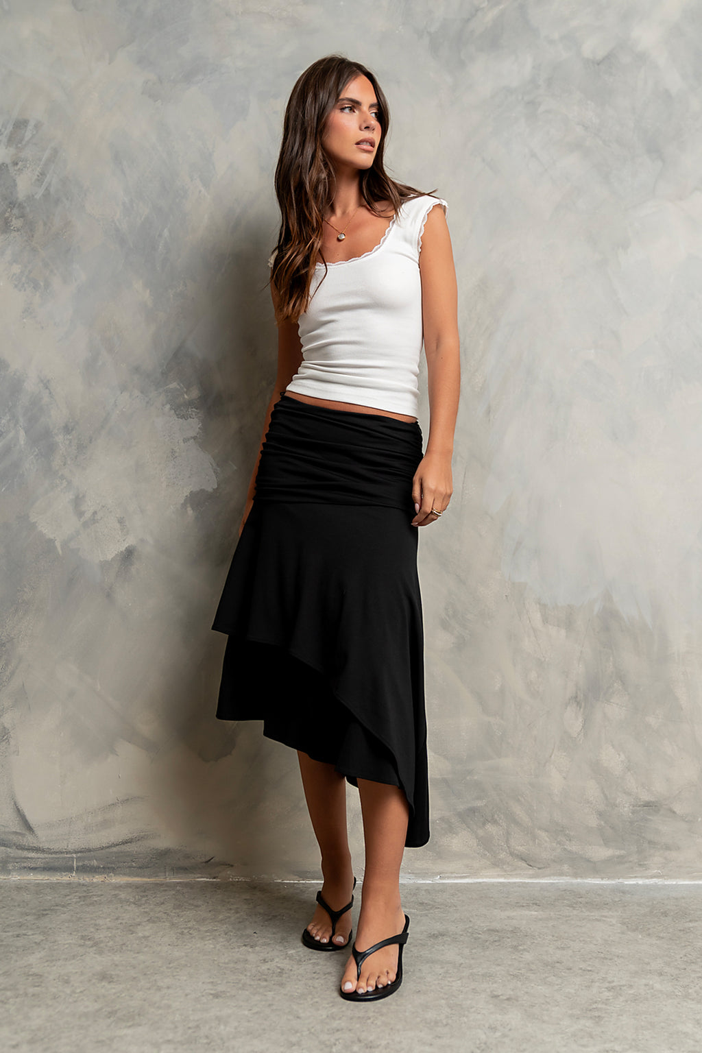 Sawyer Lace Trim Tank Top in White