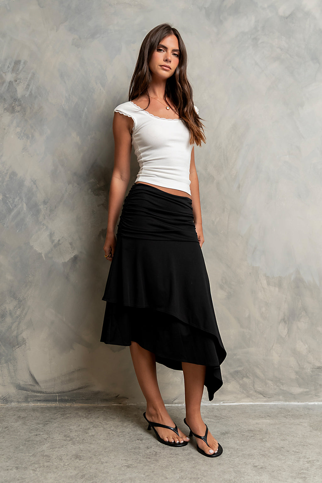 Kysa Asymmetrical Skirt in Black