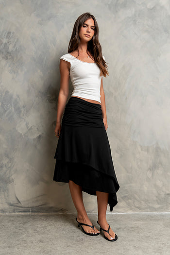 Kysa Asymmetrical Skirt in Black