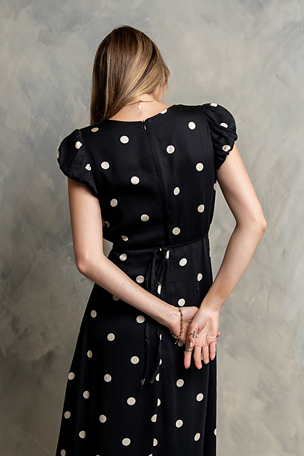 black white polka dot maxi dress Queen of the Dots - and this boho polka dot dress is a statement piece for any occasion Black Polka Dot Cowl Neck