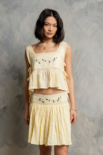 Amelia Embroidered Lace Mini Skirt