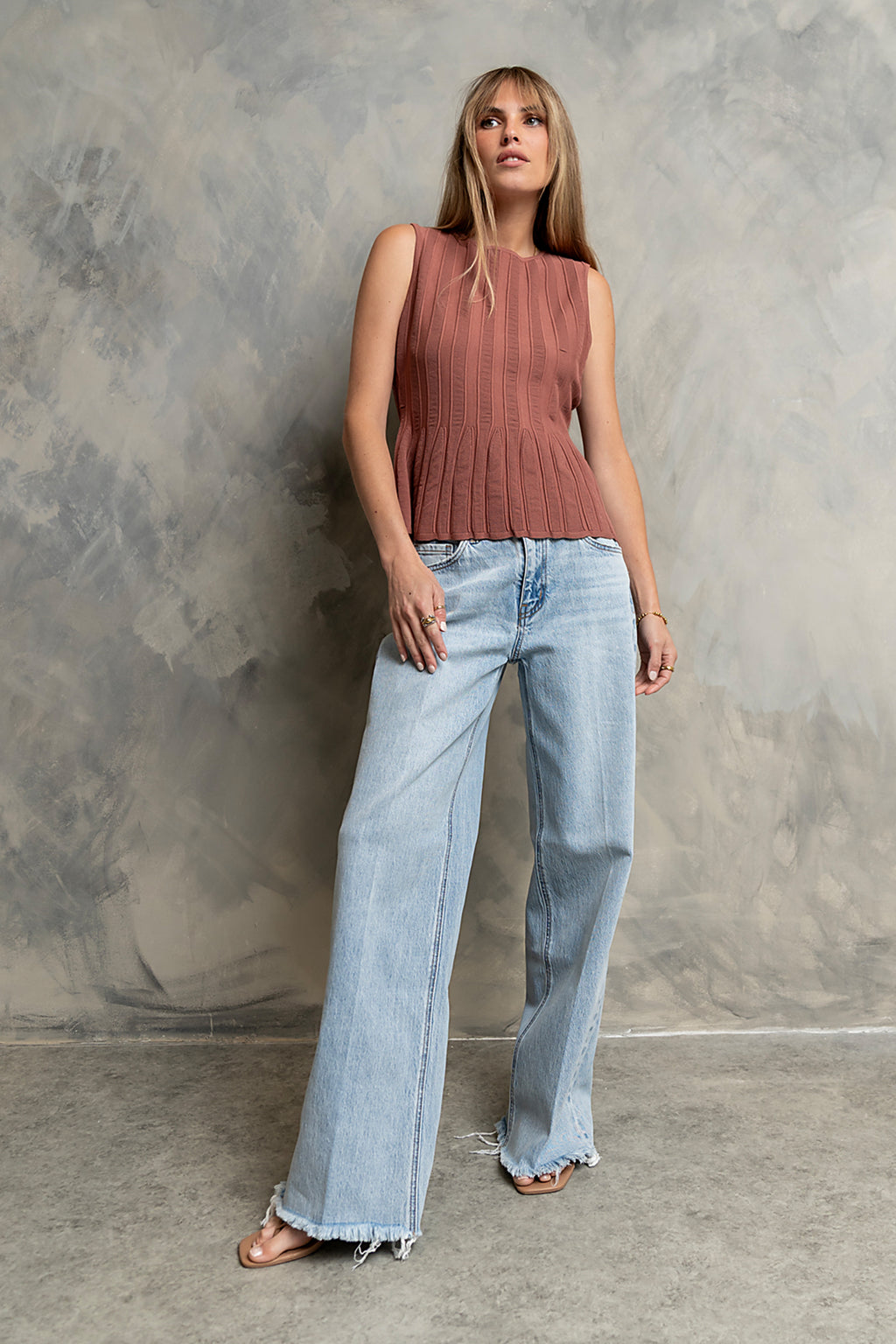 Mattyn Ribbed Sweater Tank in Mauve