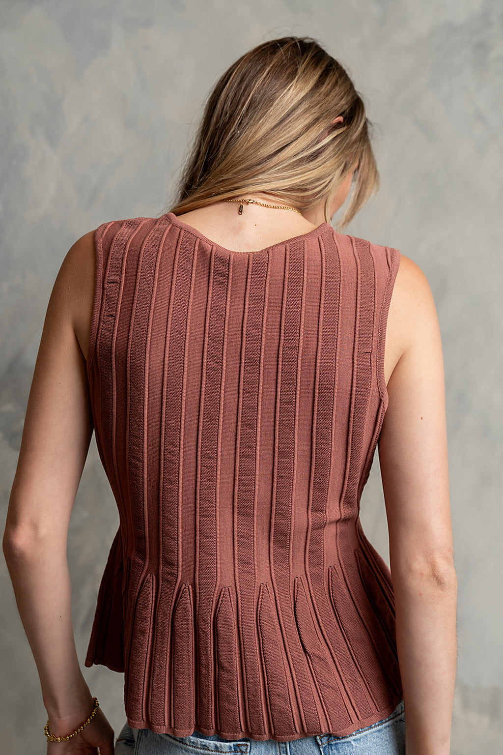 Mattyn Ribbed Sweater Tank in Mauve