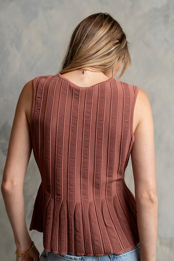 Mattyn Ribbed Sweater Tank in Mauve