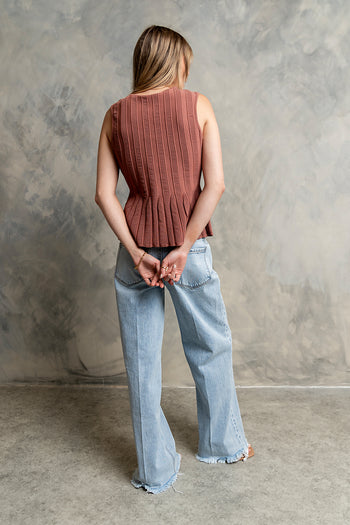 Mattyn Ribbed Sweater Tank in Mauve