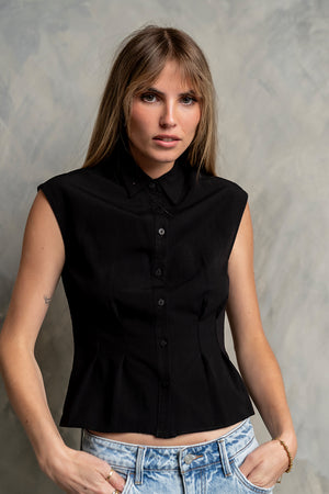 Jacob Button Up Top in Black