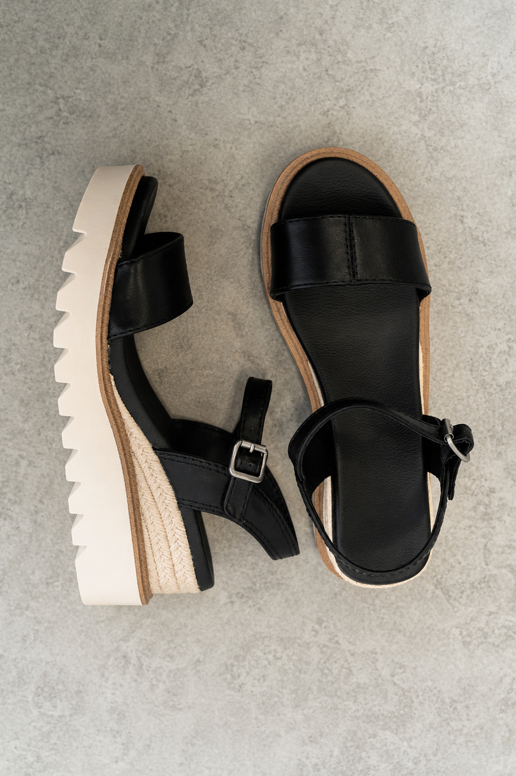 Ophidia Wedge Sandal in Black