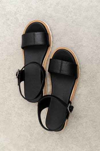 Ophidia Wedge Sandal in Black