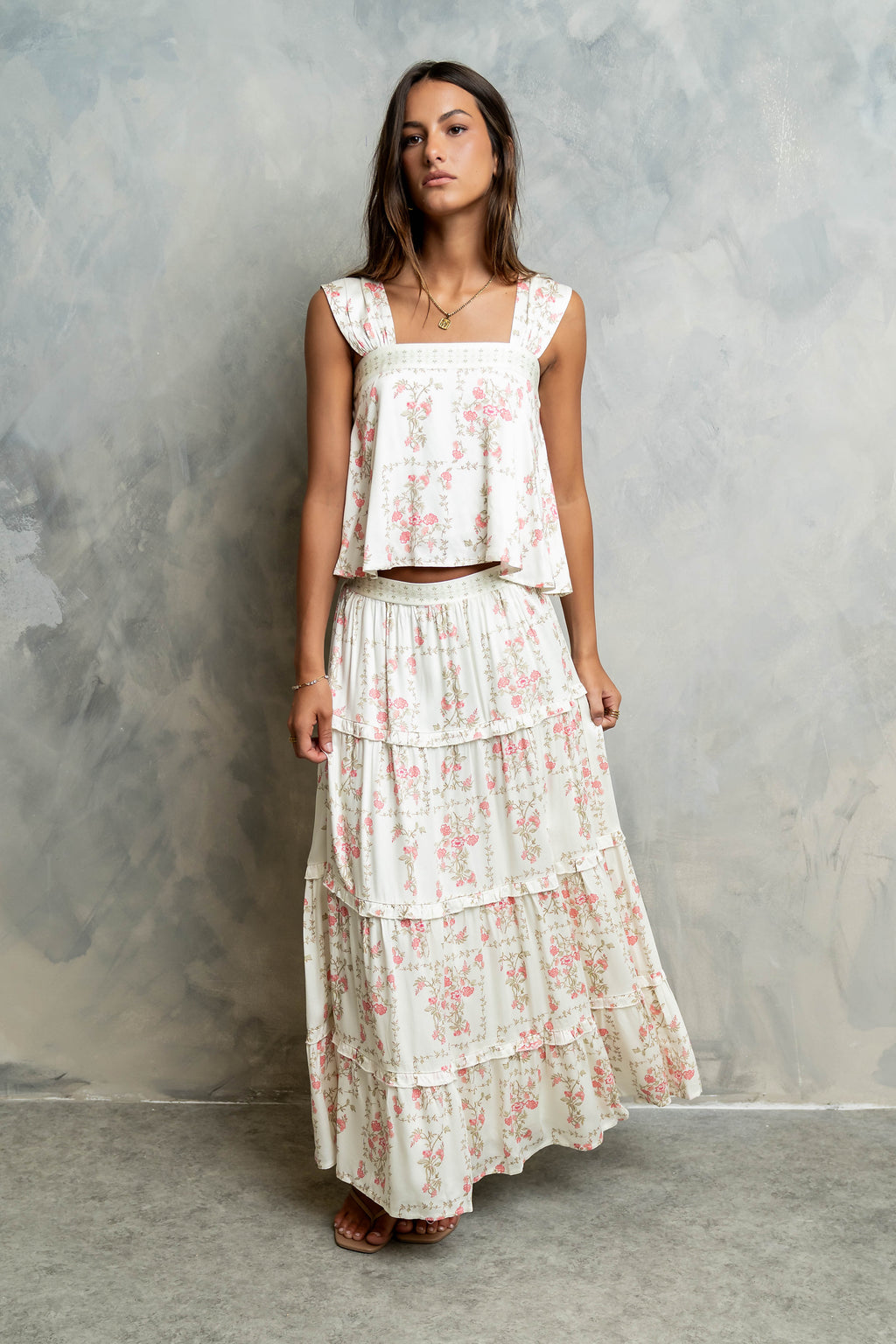 Maya Floral Tiered Maxi Skirt