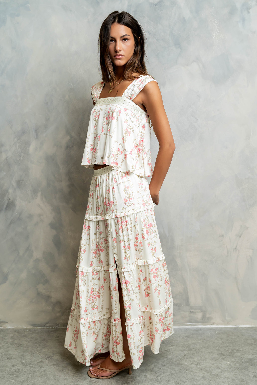 Maya Floral Tiered Maxi Skirt